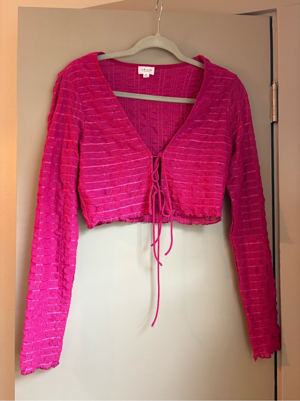 Lelis Pink Textured Crop Top Size Medium
